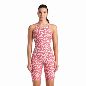Arena Powerskin ST NEXT Womens Kneeskin Limited Edition - Leopard Geranium swim training suits women, performance one piece swimsuits