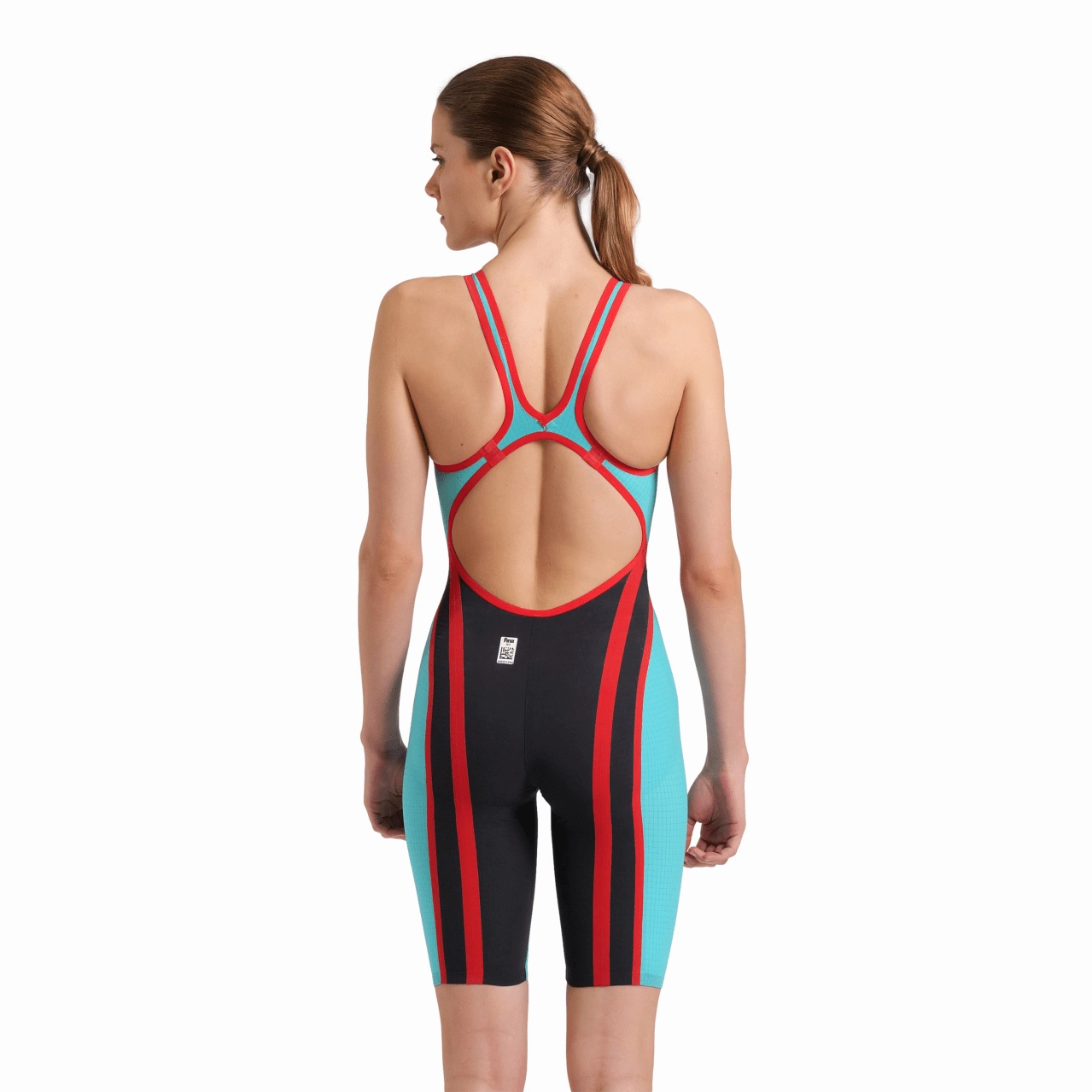 Arena Women's Powerskin Carbon Core FX Open Back Kneeskin - Turquoise / Metallic