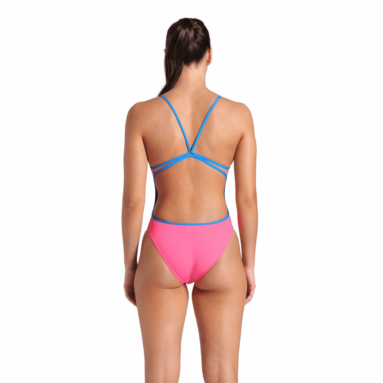 Arena Women's Team Swimsuit Lace Back Solid - Pink/Blue