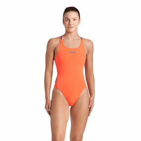 Arena Women's Team Swimsuit Tech Back Multi - Coral/Blue swim training suits women, performance one piece swimsuits