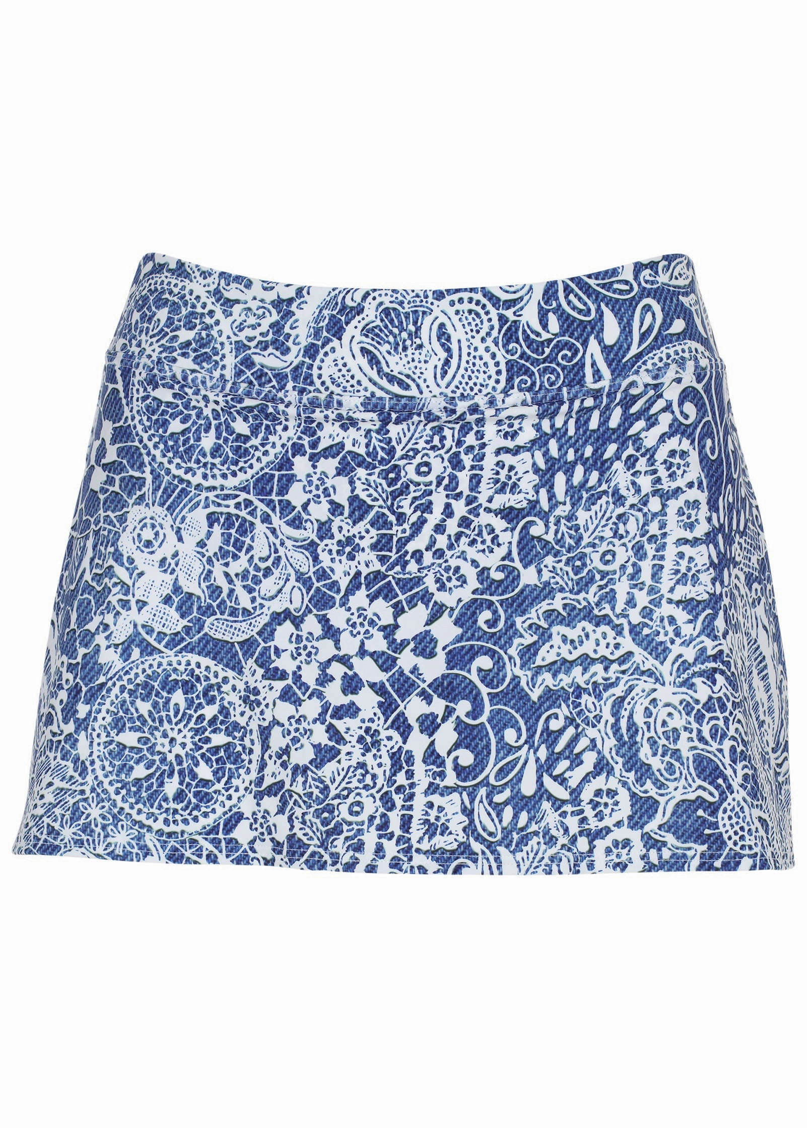 Aruba Swim Skirt - Denim Anglaise Paisley