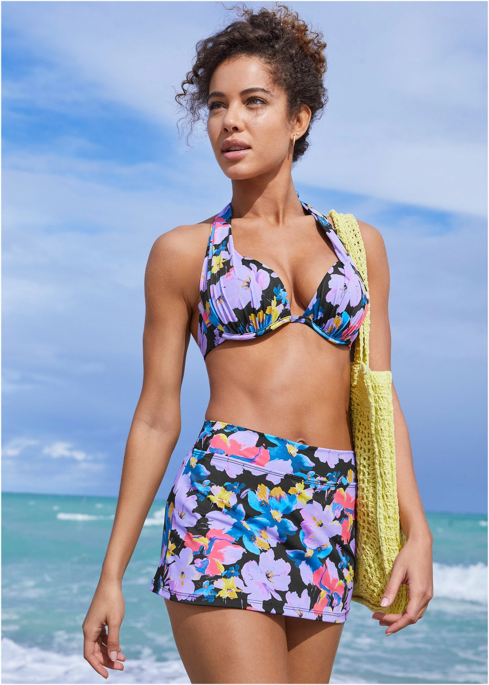 Aruba Swim Skirt - Evening Bloom swimwear for all body types, comfortable womens beachwear