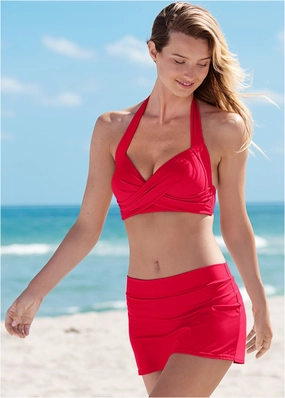 Aruba Swim Skirt - Red Hot modest swim bottoms women, comfortable bikini bottoms