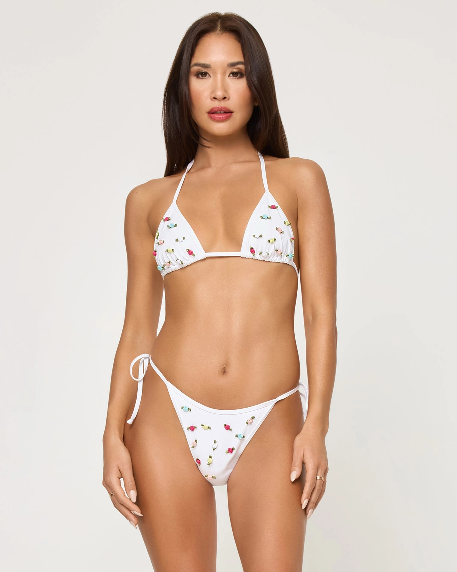 Aspen Bikini Top - White Rosette