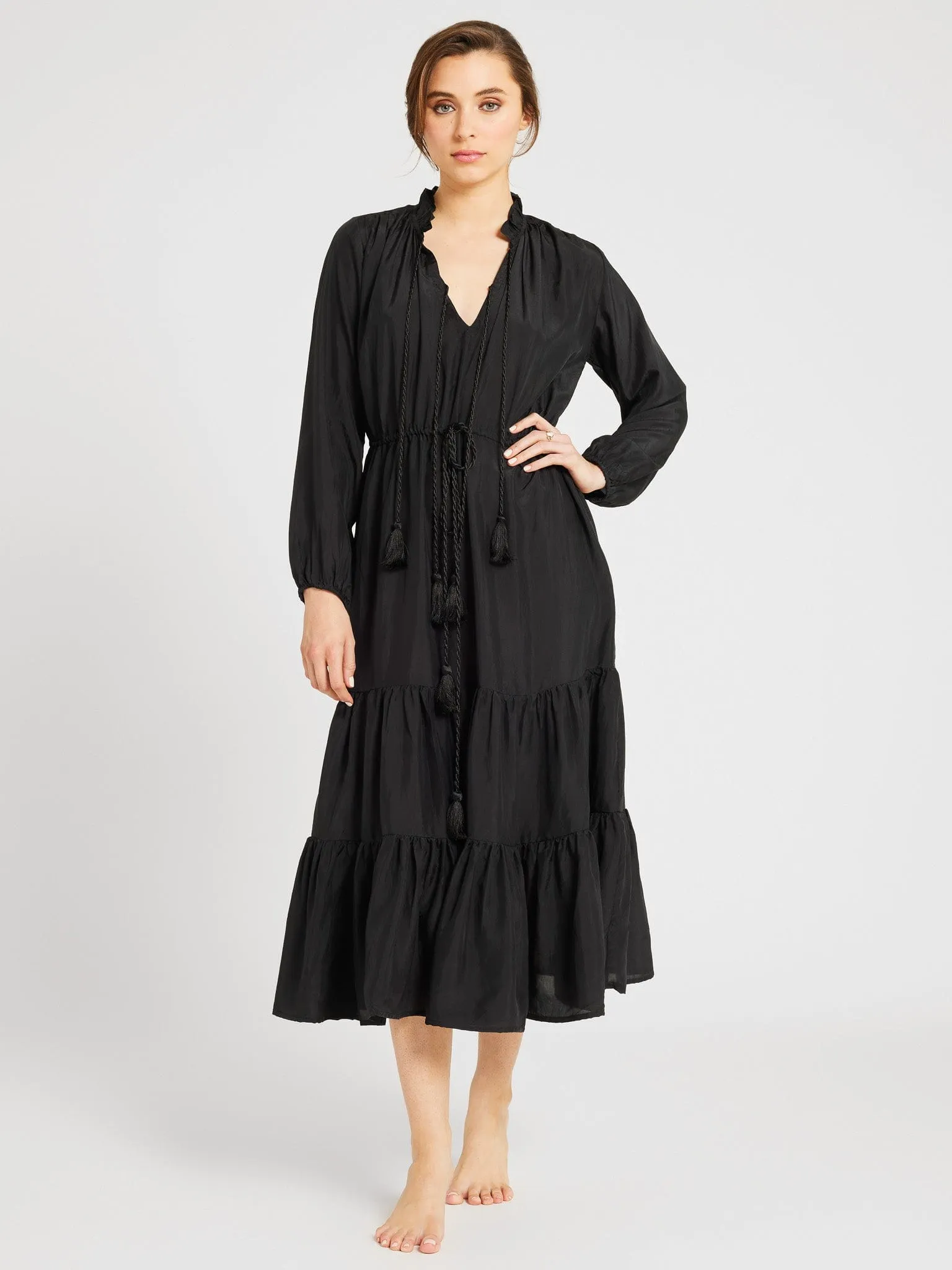 Astrid Dress in Black Silk