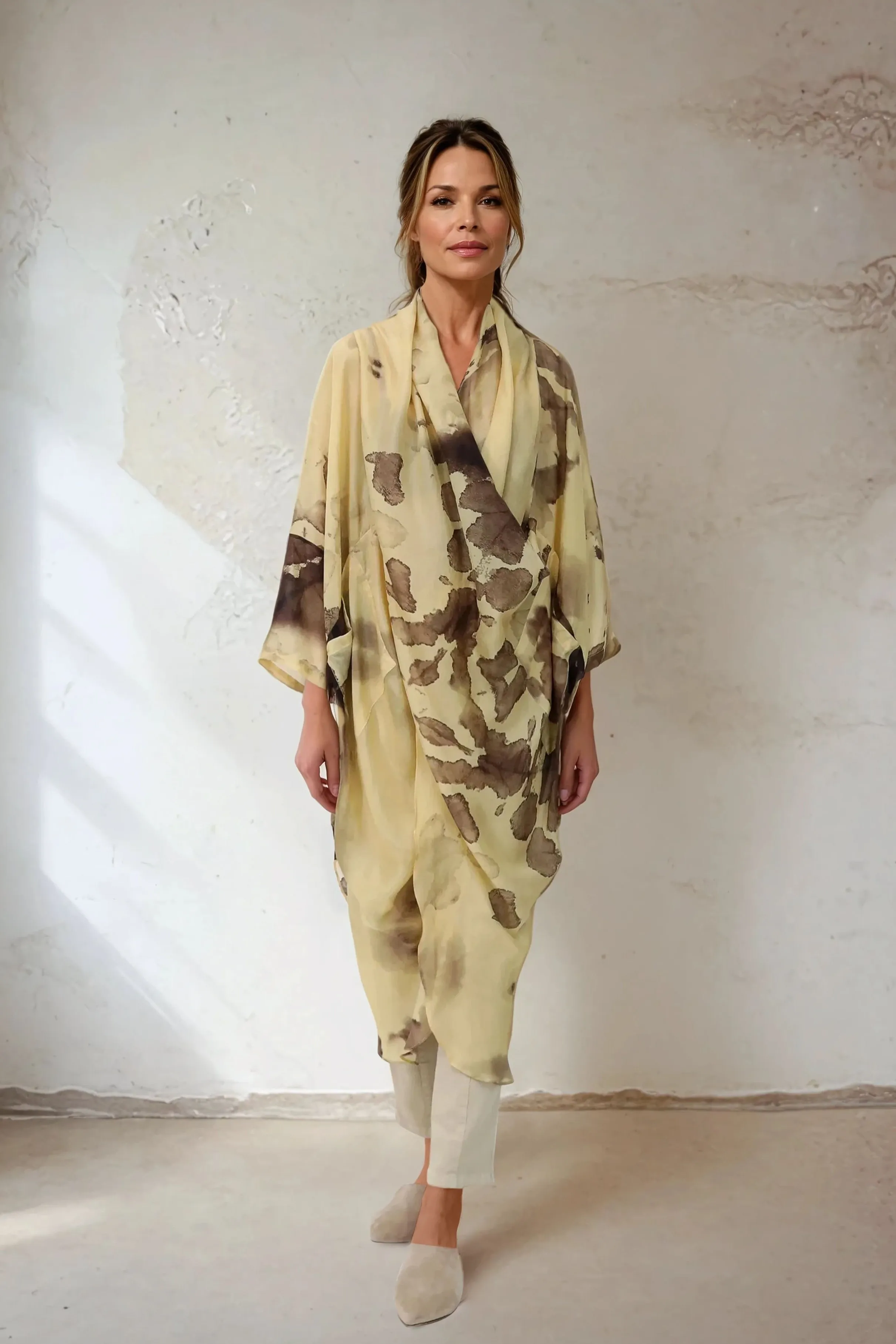 ATHENA CAPE WRAP IN SILK VOILE IN SUMMER SUNSET