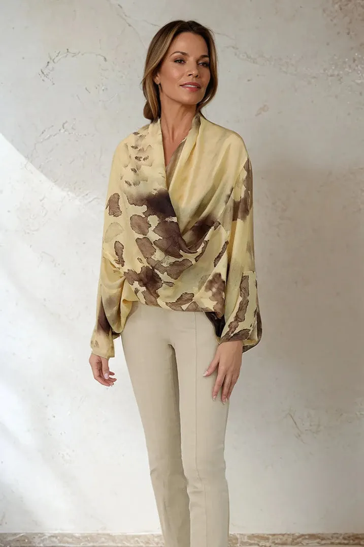 ATHENA CAPE WRAP IN SILK VOILE IN SUMMER SUNSET