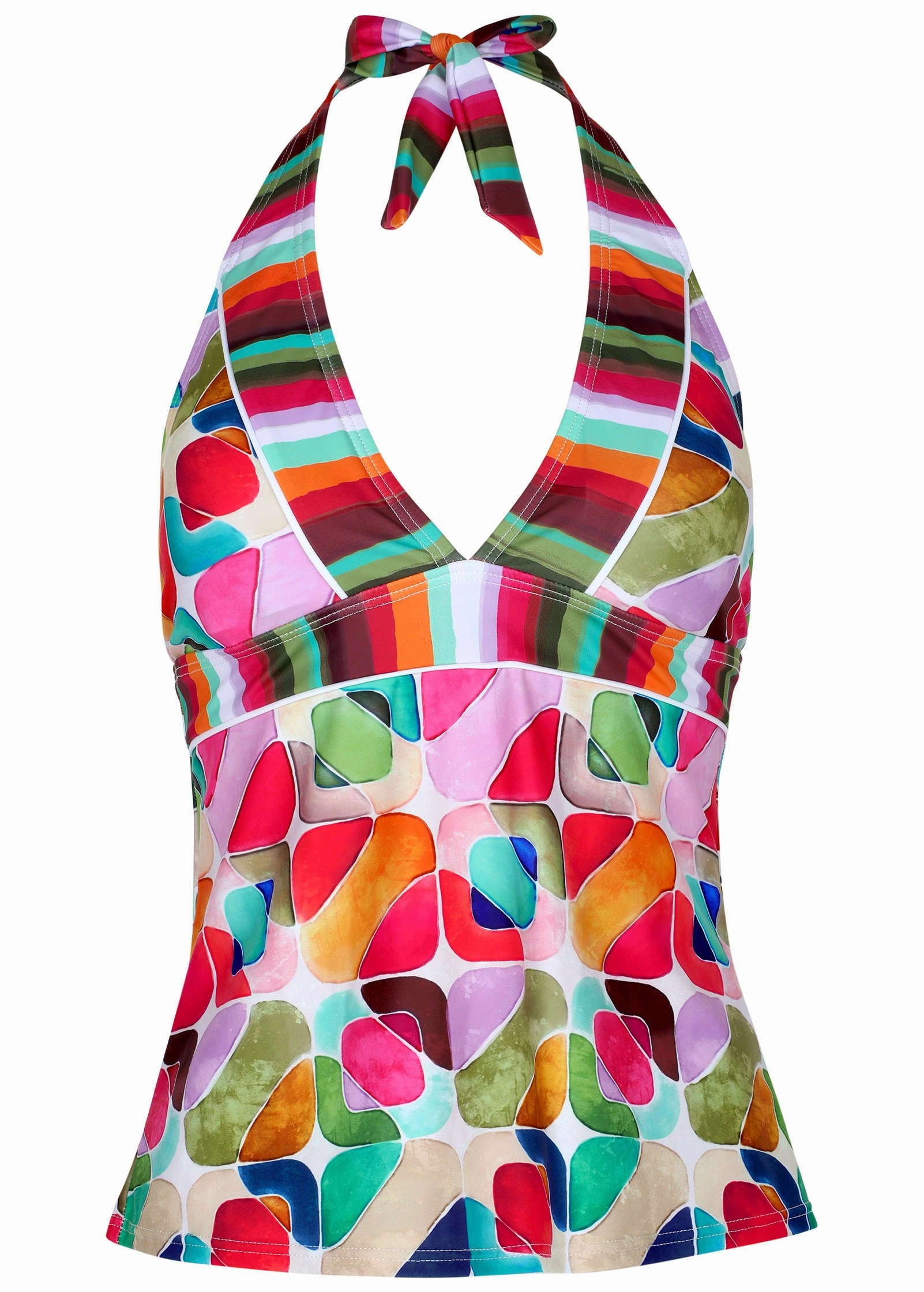 Athens Halter Tankini - Watercolor Geo Combo