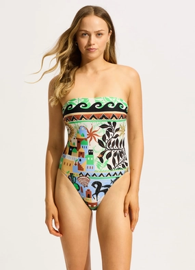 Atlantis DD Bandeau One Piece - Ecru slimming one piece swimsuits, fashionable one piece suits