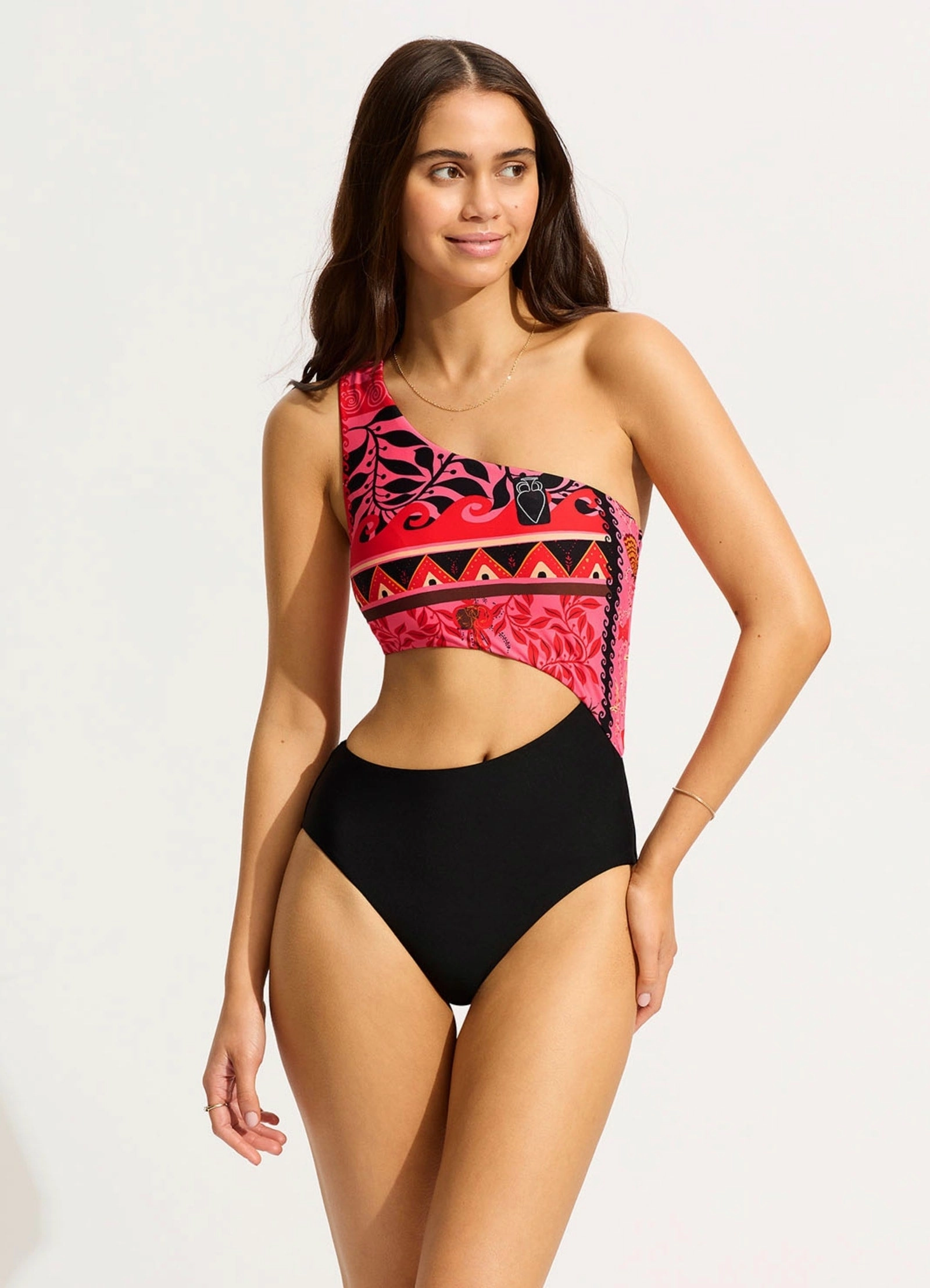 Atlantis One Shoulder Cut Out One Piece - Paradise Pink slimming one piece swimsuits, fashionable one piece suits