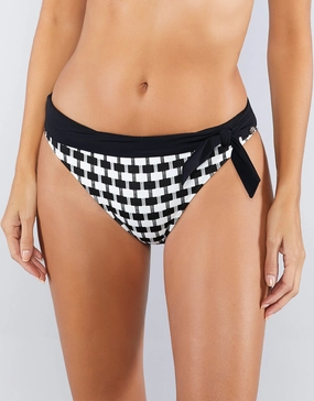 Audrey Bikini Pant - Black and White swim shorts for women, stretch fit swim bottoms