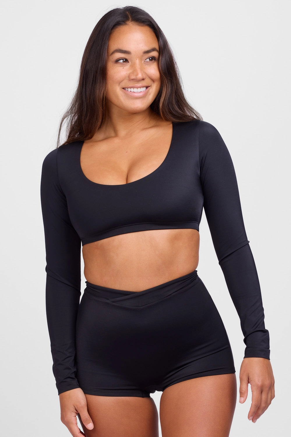 Avalon Long Sleeve Crop Rashie - Black