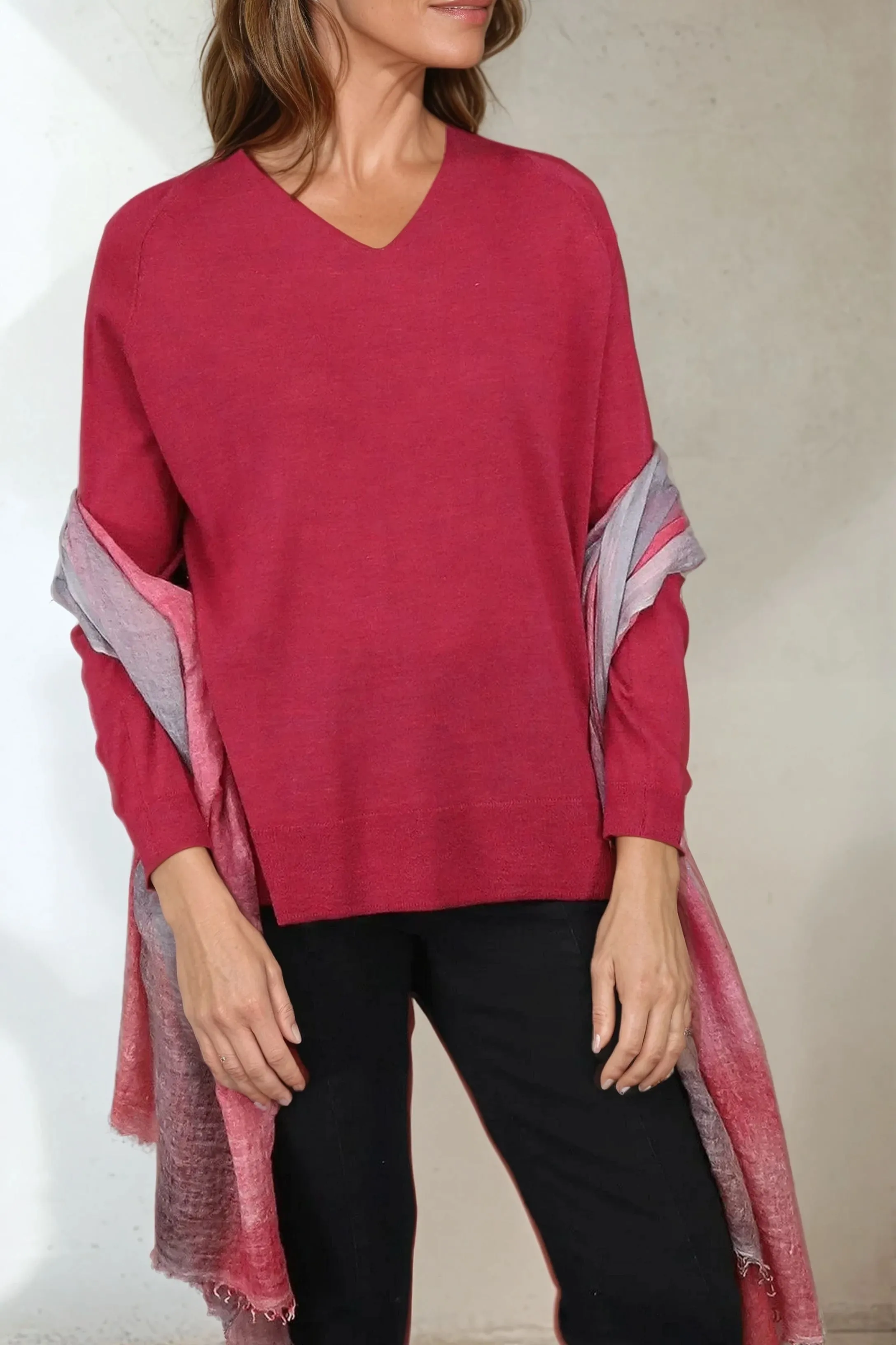 AVERY AMICO BOYFRIEND V NECK IN FINE ITALIAN MERINO