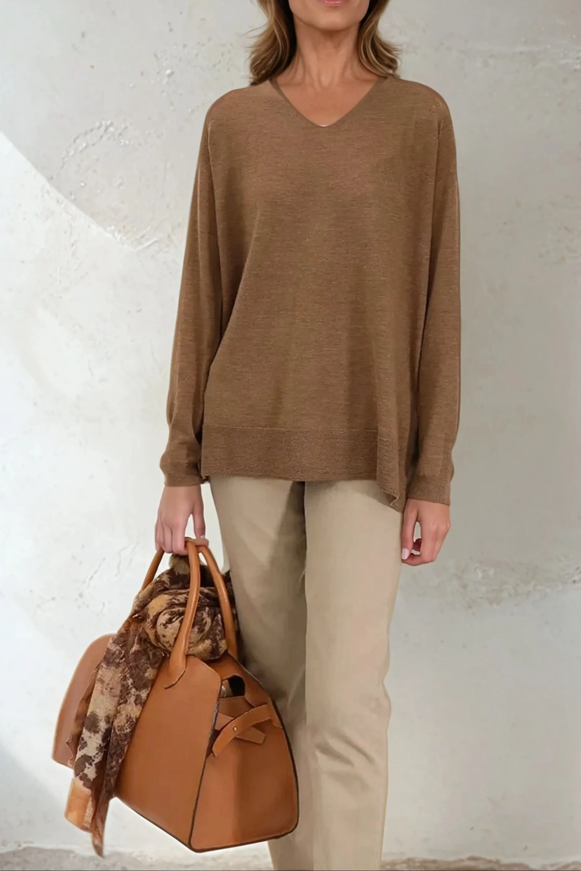 AVERY AMICO BOYFRIEND V NECK IN FINE ITALIAN MERINO
