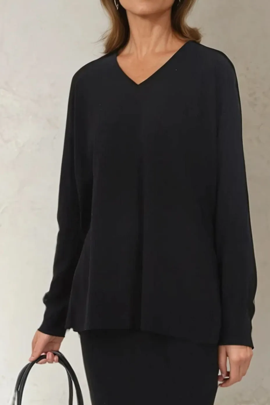 AVERY V NECK TUNIC IN DOUBLE KNIT PIMA COTTON