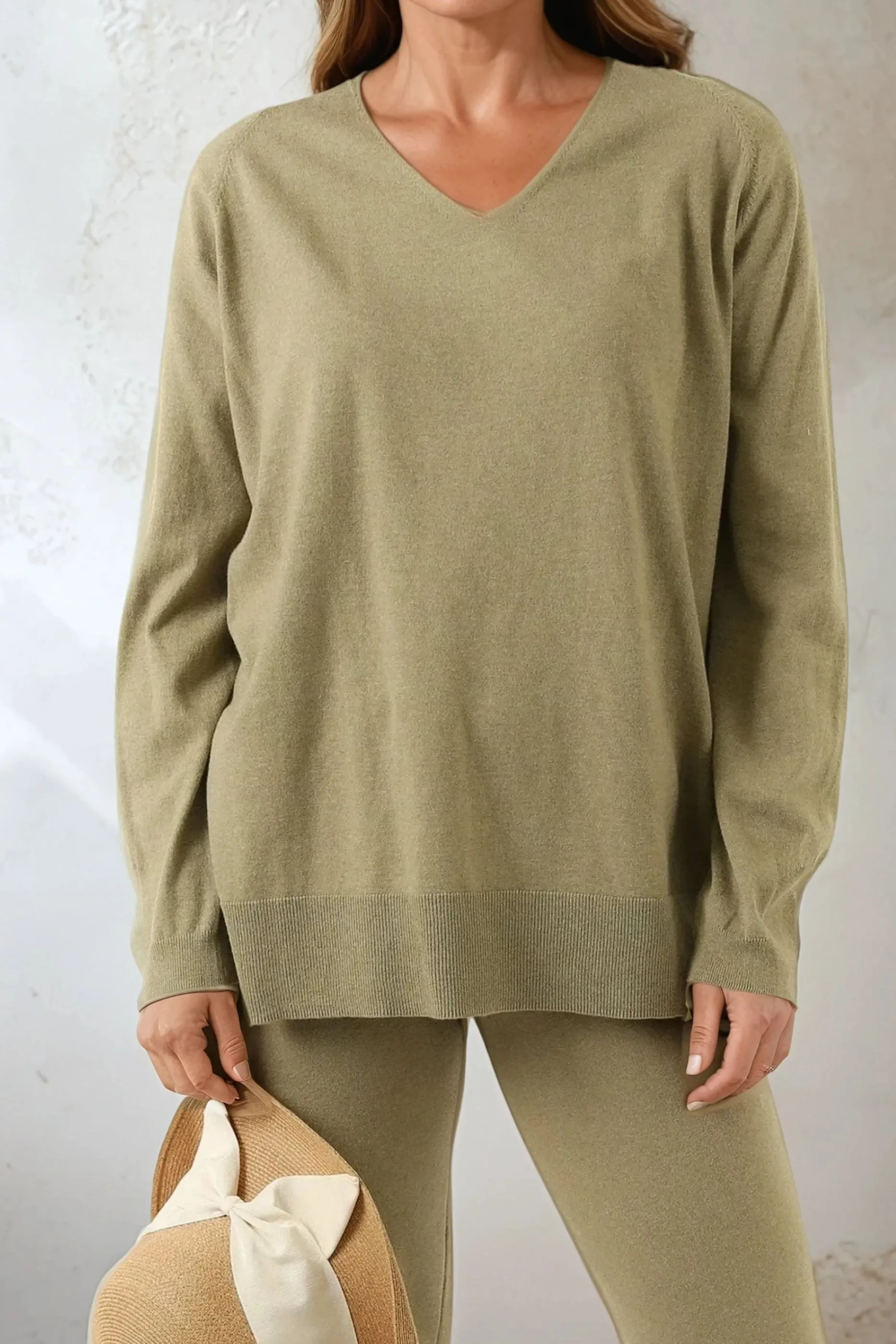 AVERY V NECK TUNIC IN DOUBLE KNIT PIMA COTTON