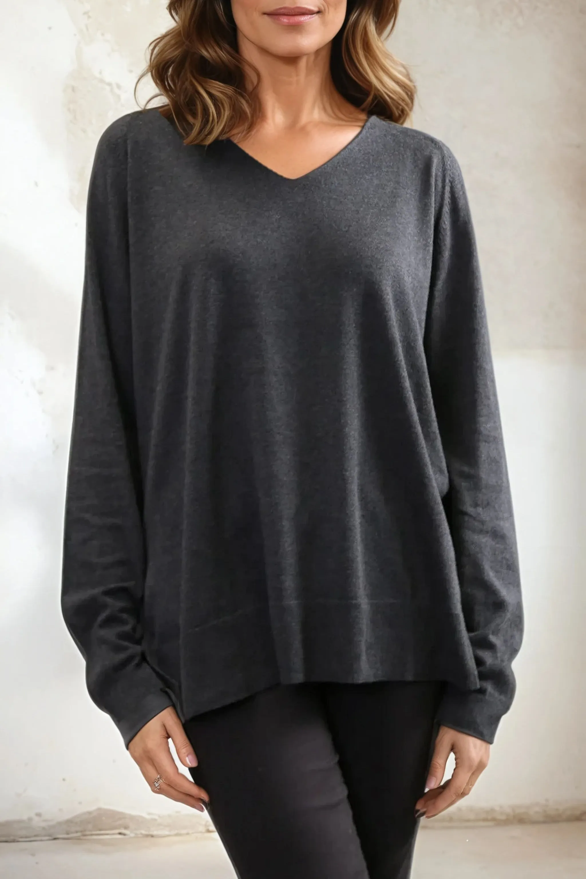 AVERY V NECK TUNIC IN DOUBLE KNIT PIMA COTTON