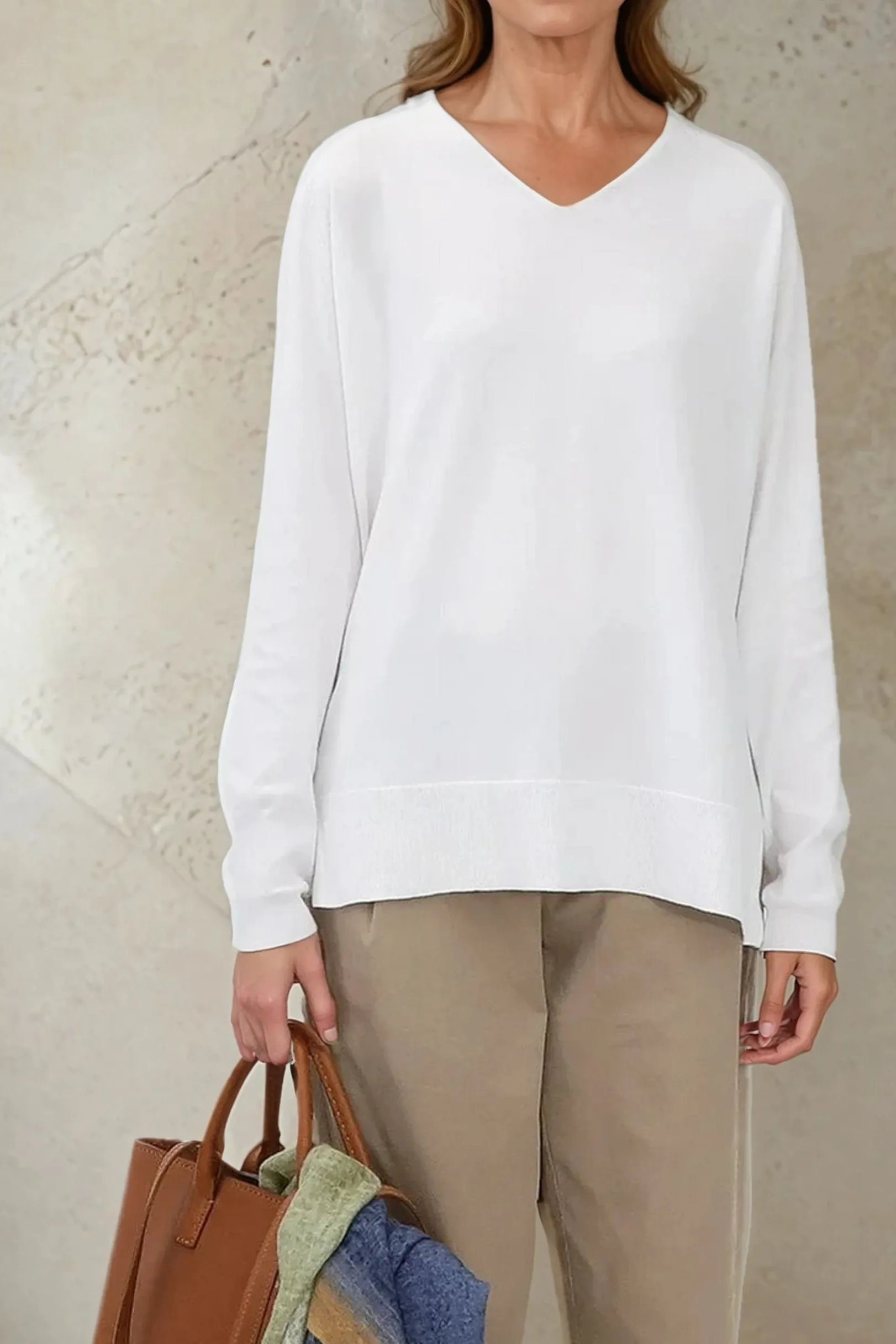 AVERY V NECK TUNIC IN DOUBLE KNIT PIMA COTTON