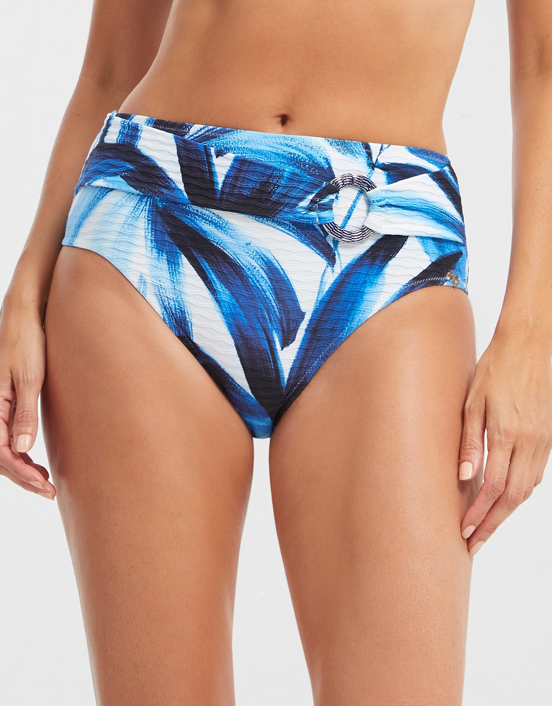 Azura Maxi Bikini Pant - Blue and White adjustable swim bottoms women, flattering bikini bottoms