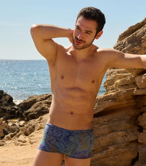 Azure Tan Through Swim Trunks tan through swimwear men, mens breathable swimwear