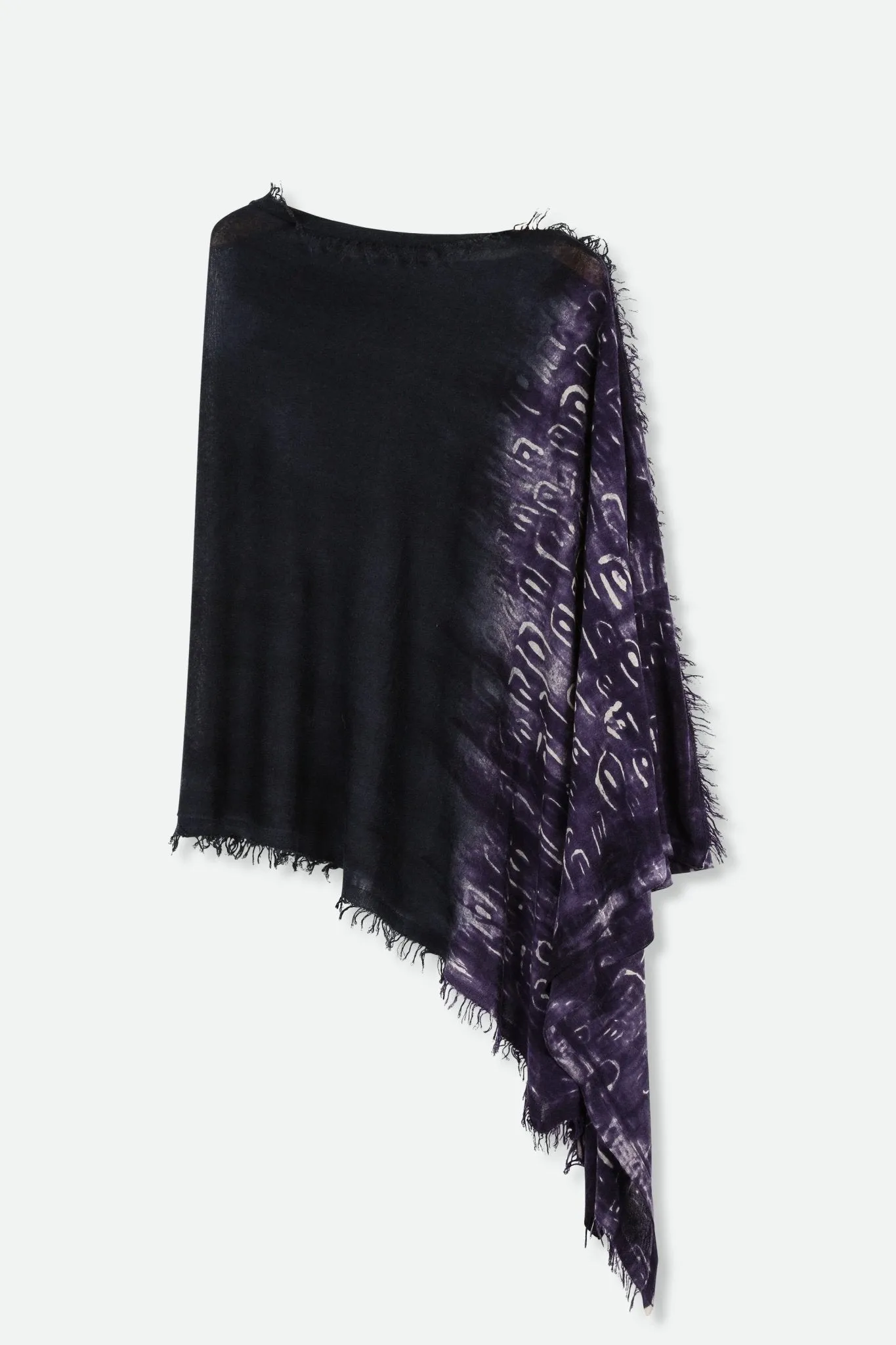 BALI IN HAND DYED CARRIAGI CASHMERE FRINGE ROYAL INDIGO VIOLET