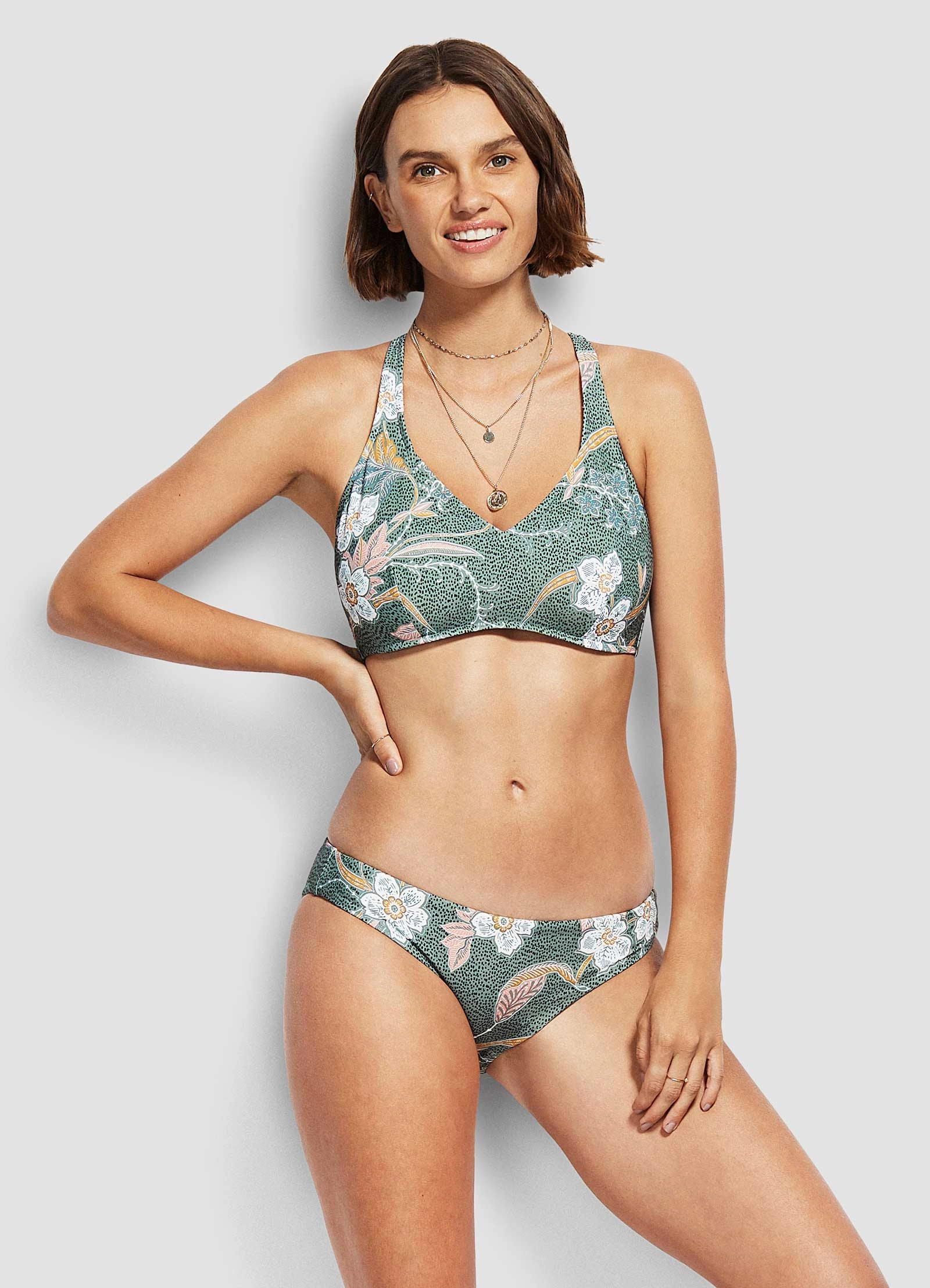 Balinese Retreat Hipster Bikini Pants - Olive Leaf push up bikinis women, sporty womens bikini sets