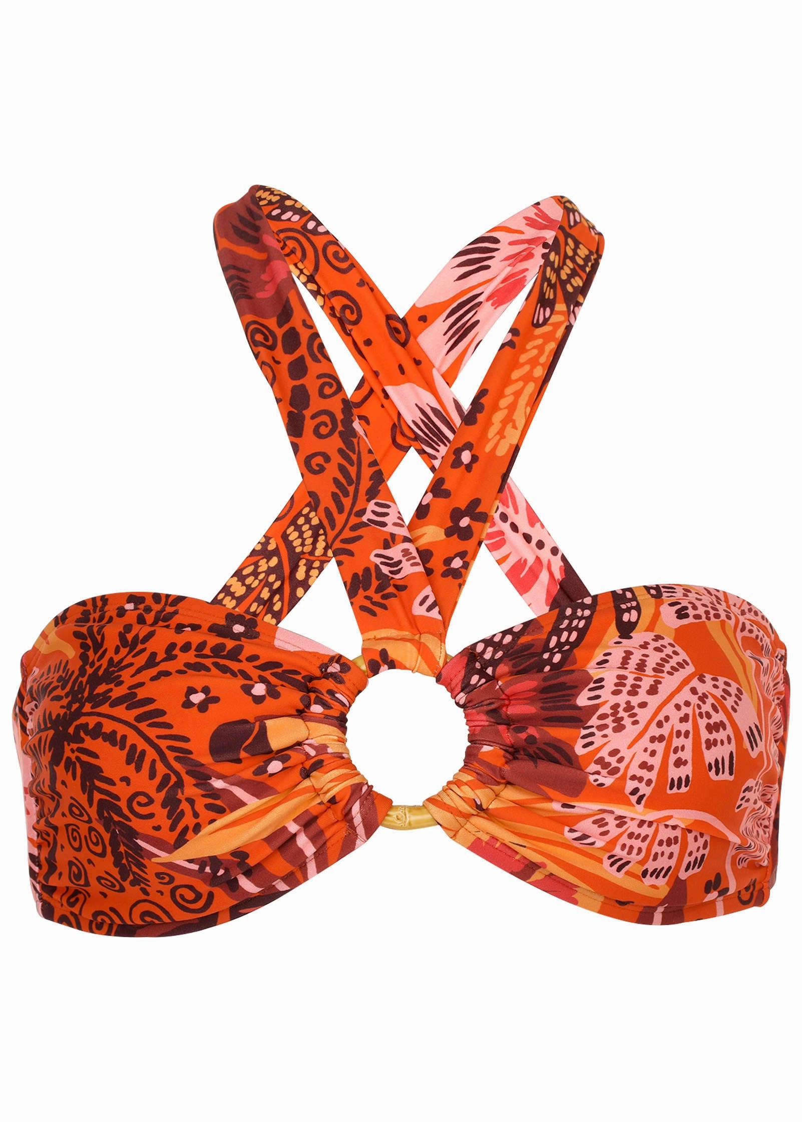 Bamboo Ring Halter Top - Parrot Palm