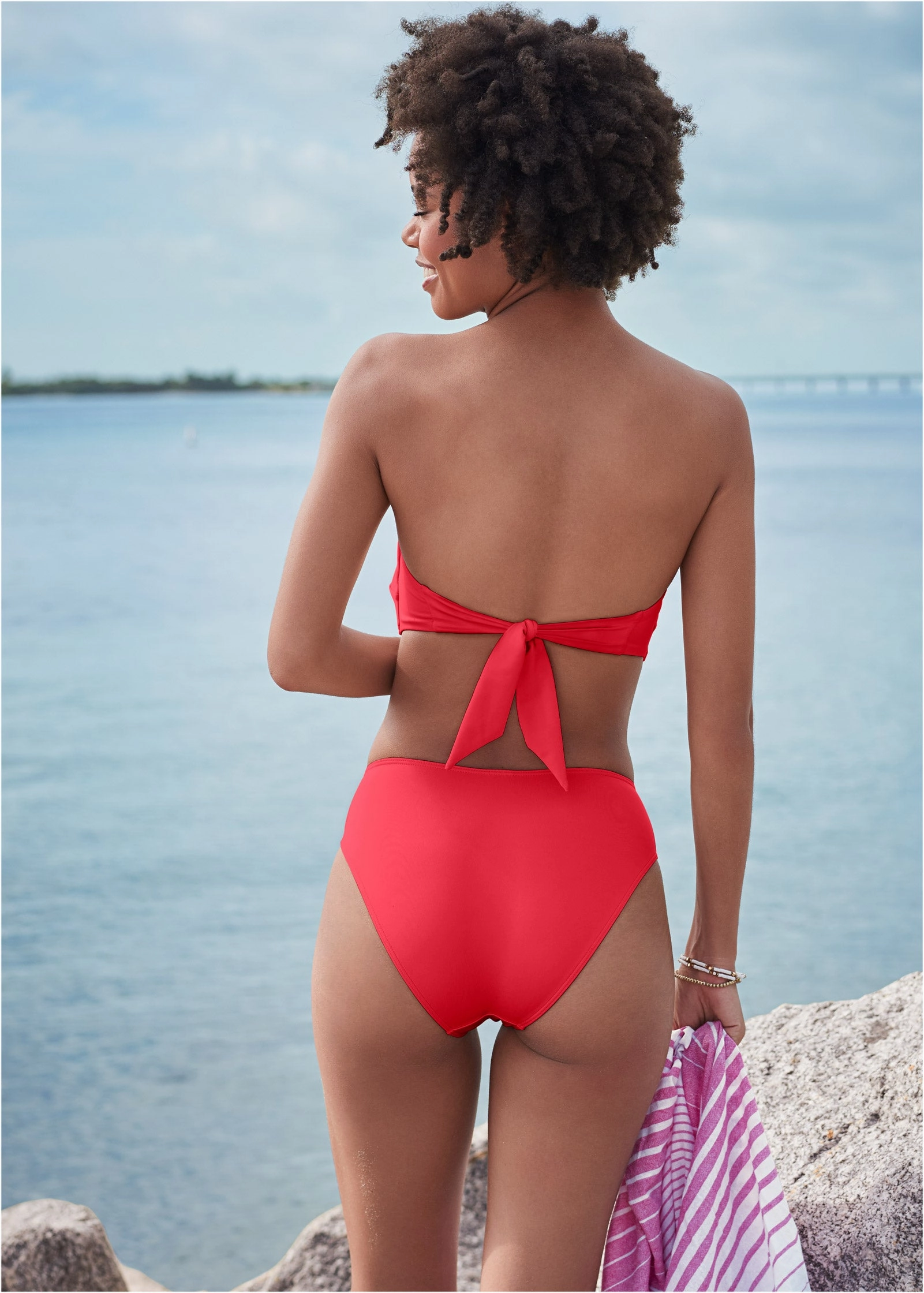 Bandeau Bikini Top - Rosey Red