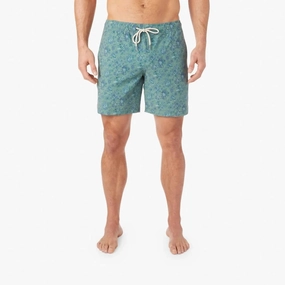 Bayberry Trunk In Green Mini Floral mens full coverage swimwear, stylish mens swim trunks