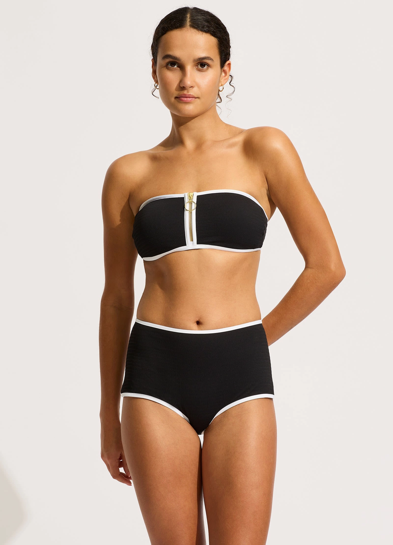 Beach Bound Boyleg Bikini Bottom - Black push up bikinis women, sporty womens bikini sets