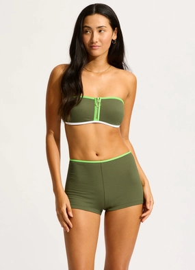 Beach Bound Boyleg Bikini Bottom - Khaki push up bikinis women, sporty womens bikini sets