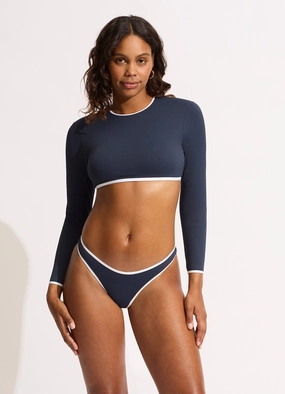 Beach Bound Scoop High Cut Bikini Bottom - True Navy two-piece bikinis for women, trendy bikinis for beachwear