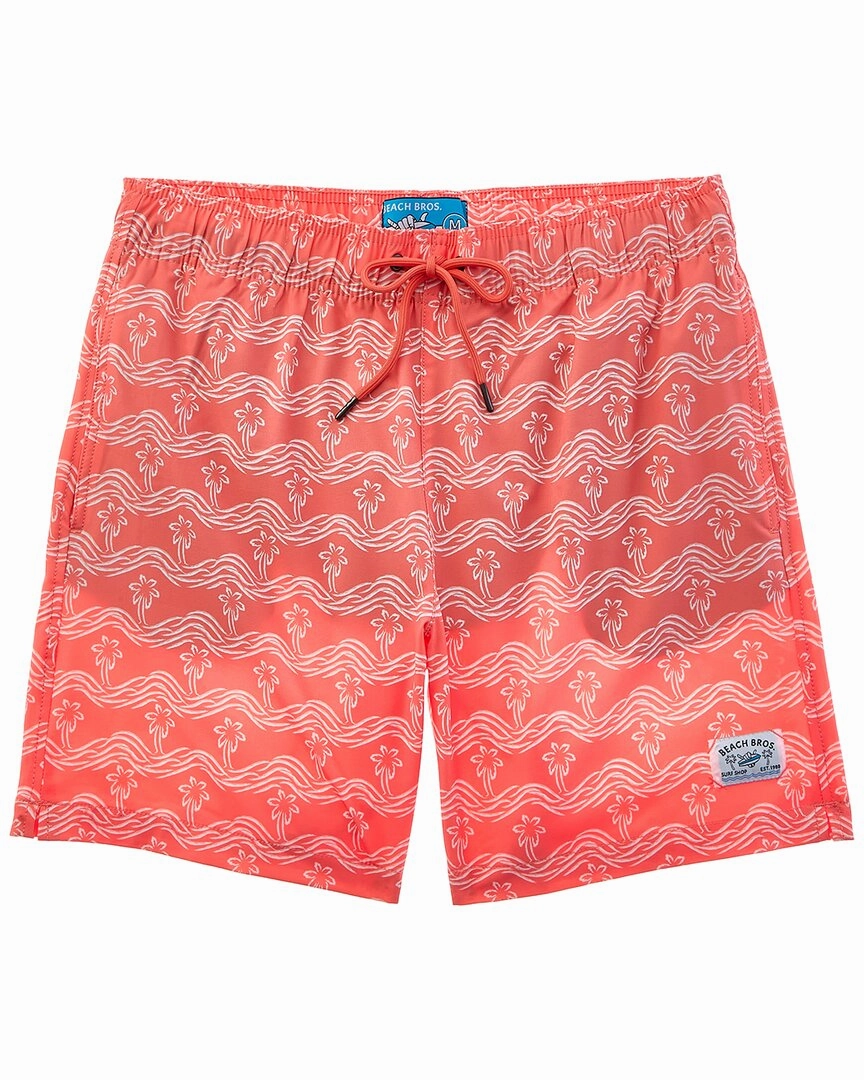 Beach Bros Brush Palm Waves Swim Short mens beach swimwear, quick dry mens swimsuits