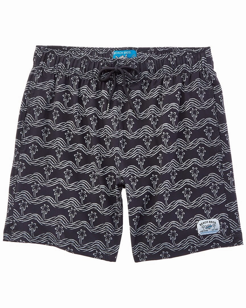 Beach Bros Brush Palm Waves Swim Short mens beach swimwear, quick dry mens swimsuits