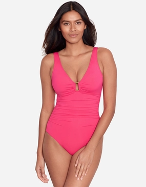 Beach Club Solids Ring OTS Swimsuit - Passionfruit underwired swimsuits for women, supportive swimwear tops