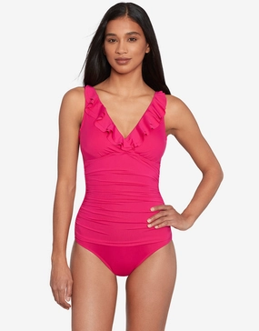 Beach Club Solids Ruffle Swimsuit - Orchid underwired swimsuits for women, supportive swimwear tops
