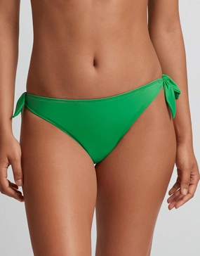 Beach Club Solids Side Tie Scoop Hipster Bikini Pant - Palm Green adjustable swim bottoms women, flattering bikini bottoms