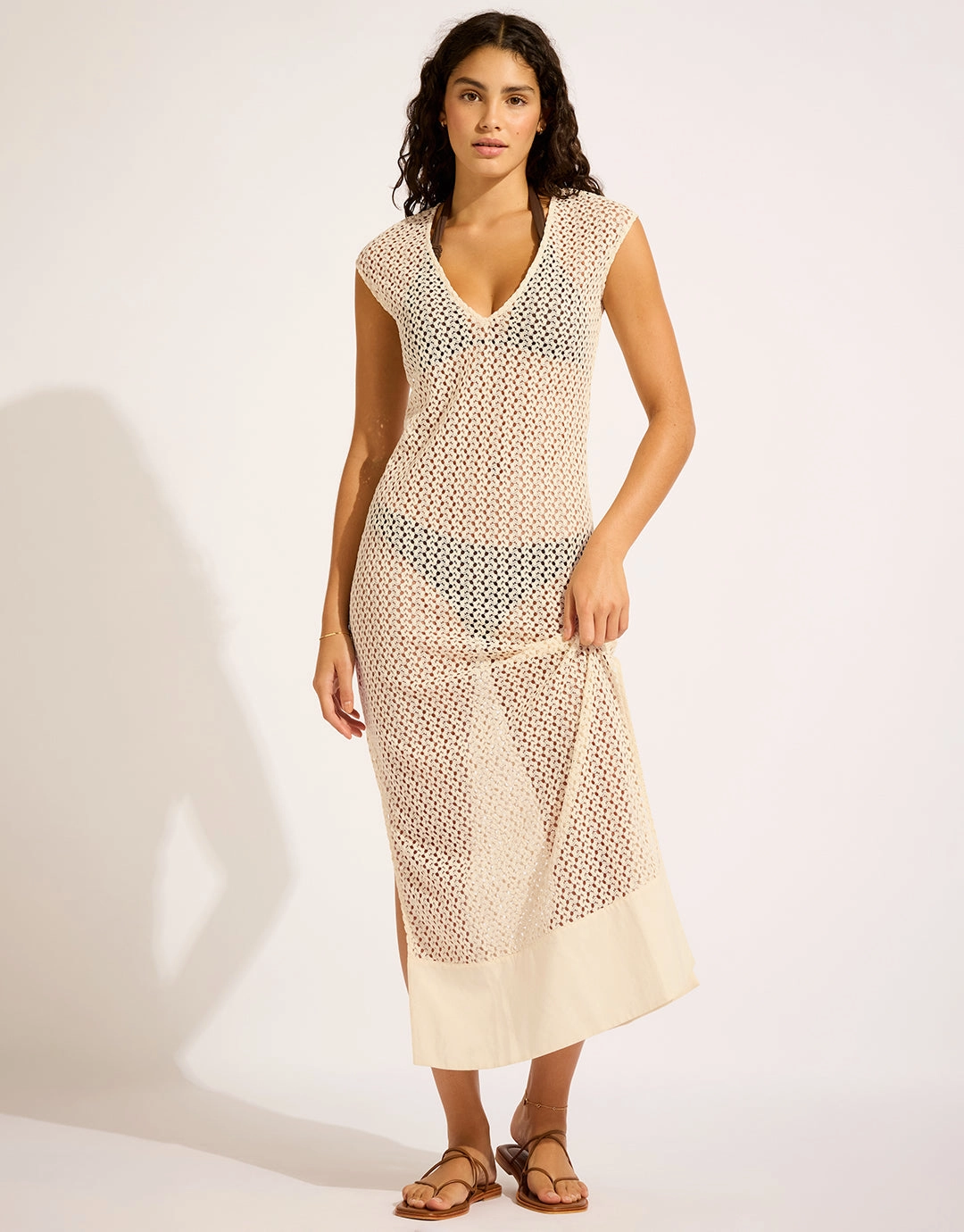 Beach Edit Maxi Tank Dress - Ecru womens resort swimwear, flattering one-piece swimsuits
