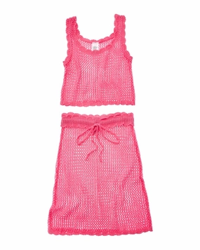 Beach Lingo 2pc Crochet Top & Skirt Set stylish teen girl swimsuits, teen girls swimwear sets