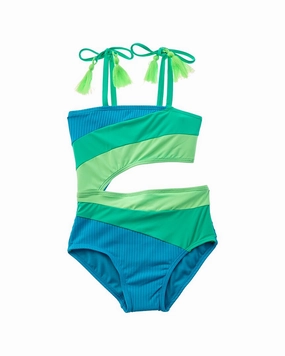 Beach Lingo Square Neck Cutout One-Piece cute swimsuits for teen girls, modest teen swimwear