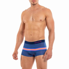 Beachside Stripes Brazilian Trunk In Very Berry mens beach swimwear, quick dry mens swimsuits