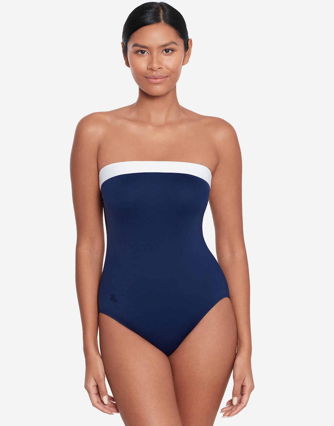 Bel Air Modern Bandeau Swimsuit - Navy and White bandeau swimsuits for women, strapless swimwear tops