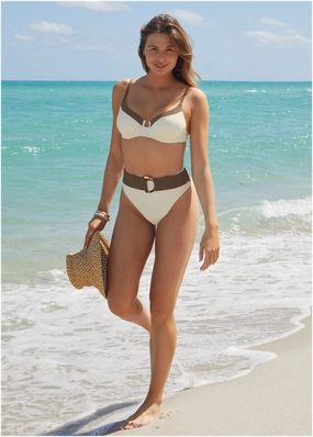 Belted Midi Bottom - Pristine Chicory womens sun protection swimwear, trendy swimwear collection