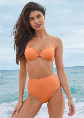 Bermuda Underwire Top - Cantaloupe plain swimwear women, minimalist swimsuits