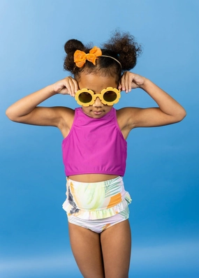 Berry | Mini Racer Back Top girls full coverage swimwear, kids swimwear for pool