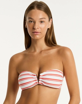 Biarritz V Bar Bandeau Bikini Top - Flame full coverage swim tops, cute bikini tops