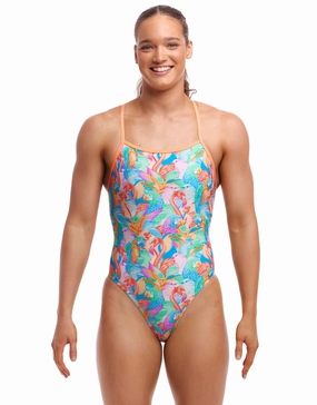 Birdsville Tie Me Tight Swimsuit - Pink/Blue funkita womens swimsuits, funkita colorful swimwear
