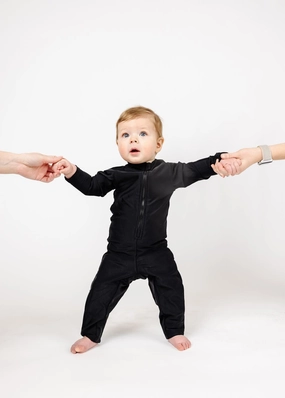 Black | Baby Rashguard One-Piece (Unisex) boys summer swimwear, boys rash guard swim sets