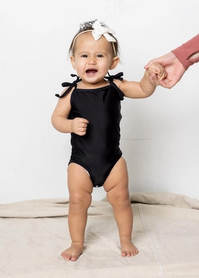 Black | Baby Simply One-Piece girls full coverage swimwear, kids swimwear for pool