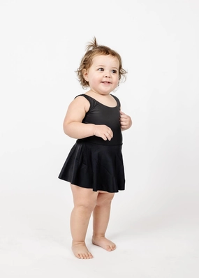 Black | Baby Skirted One-Piece girls full coverage swimwear, kids swimwear for pool
